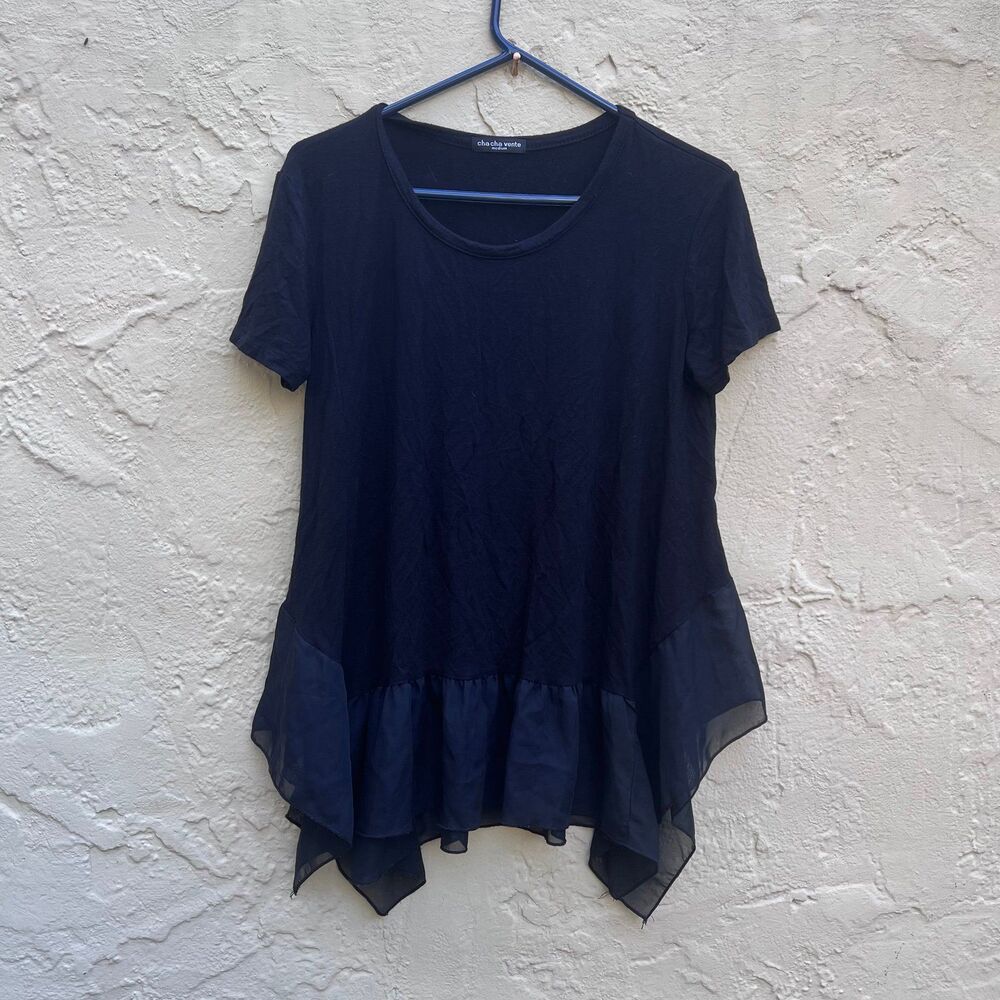 Black Cha Cha Vente asymmetrical hem tunic top sz m